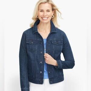 NWOT Talbots dark wash classic Jean jacket ~ SIZE LARGE
